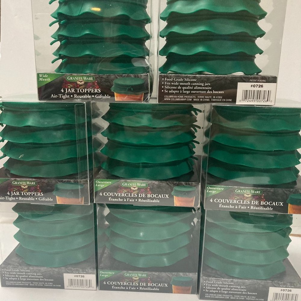 Granite Ware Silicone Canning Jar Toppers Lid Wide Mouth Green 8 Packs